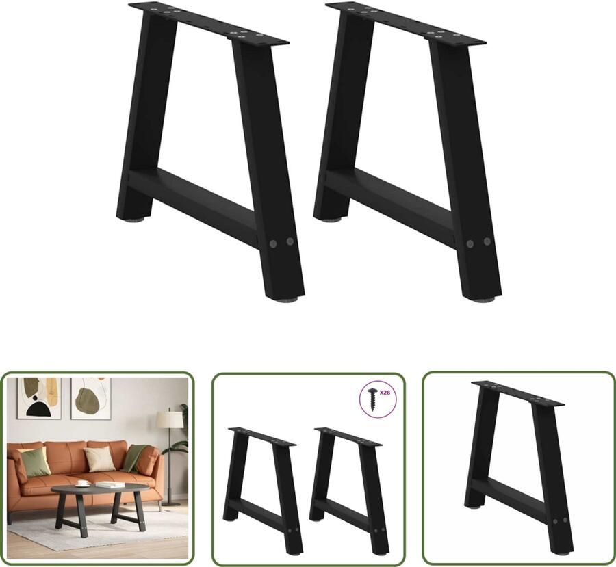 The Living Store Salontafelpoten 2 st A-vormig 60x(42-43) cm staal zwart Salontafel Potten Zwarte Salontafelpoten Metalen Salontafelpoten A-vormige Salontafelpoten Salontafel Onderstel