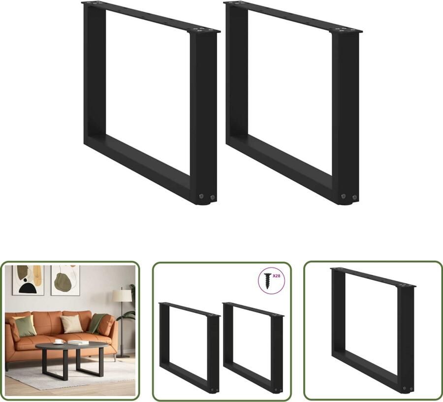 The Living Store Salontafelpoten 2 st U-vormig 70x(42-43) cm staal zwart Salontafel Potten Zwarte Salontafelpoten Metalen Salontafelpoten U-vormige Salontafelpoten Salontafel Onderstel