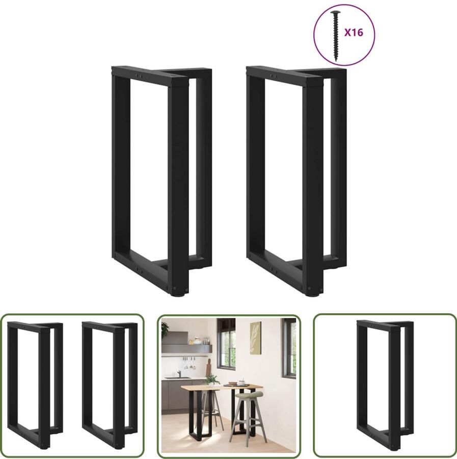 The Living Store Bartafelpoten 2 st T-vormig 60x35x(90-91) cm staal zwart Bartafel Poten Zwarte Tafelpoten Industriële Tafelpoten T-vormige Tafelpoten Metalen Tafelpoten