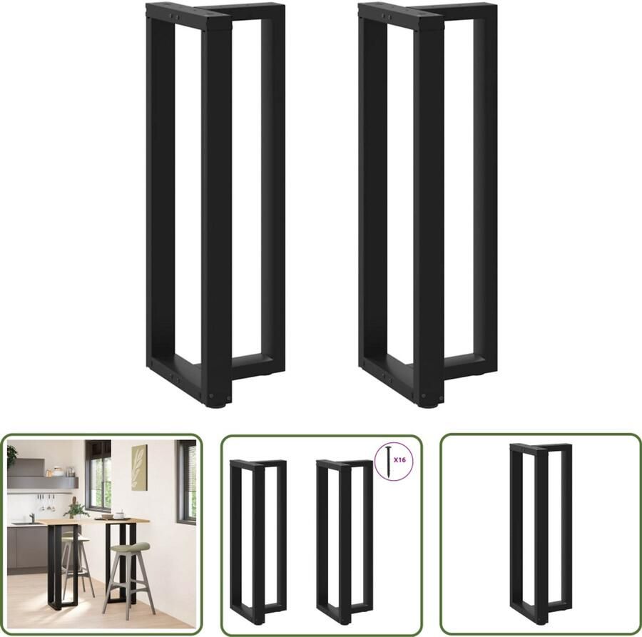 The Living Store Bartafelpoten 2 st T-vormig 40x35x(110-111) cm staal zwart Bartafel Potten Zwarte Tafelpoten Industriële Tafelpoten T-vormige Tafelpoten Metalen Tafelpoten