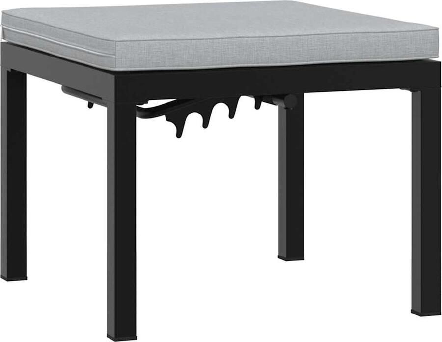 VidaXL Tuinkruk met kussen Staal Zwart Tuinkruk Zwarte Tuinkruk Buitentuinstoel Lounge Stoel Poef - Foto 2