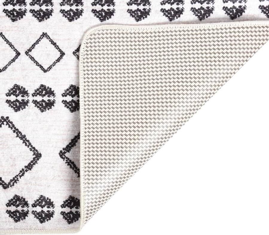 The Living Store Vloerkleed Zwart en Wit 120 x 170 cm Zachte fluwelen oppervlak Machinewasbaar Anti-slip PVC-onderkant Geluidsabsorberend Vloerkleed Zwarte Vloerkleed Witte Vloerkleed Fluweel Vloerkleed Anti Slip Vloerkleed - Foto 2