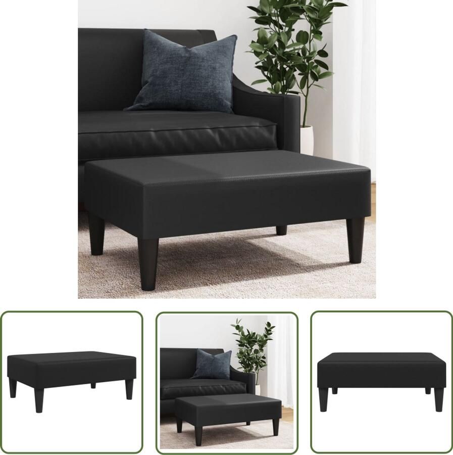 VidaXL Voetenbank 77x55x31 cm kunstleer zwart Voetenbank Zwarte Voetenbank Kunstlederen Voetenbank Salon Voetenbank Klein