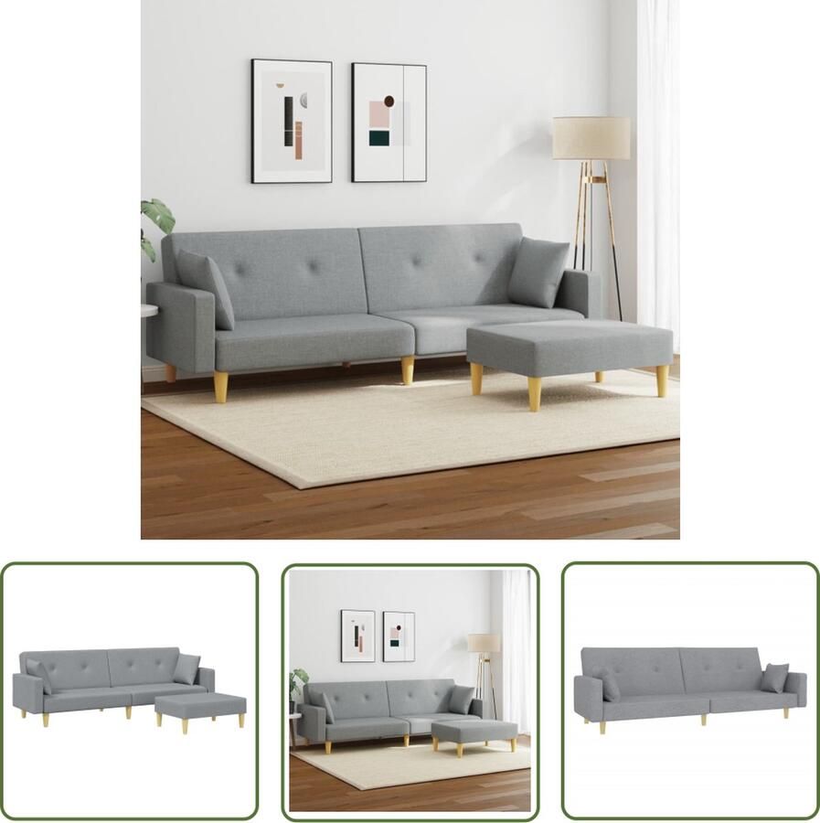 The Living Store Bedbank Grijs Stof 220 x 100 x 52 cm Verstelbare Rugleuning Slaapbank Zweefbank Sofa Bed Lounge Bank Grijs Meubilair