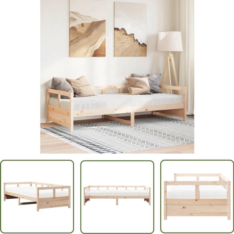 VidaXL Slaapbank met matras 80x200 cm massief grenenhout Slaapbank Zweefdeur Tweepersoonsbed Houten Bed Stapelbaar Bed