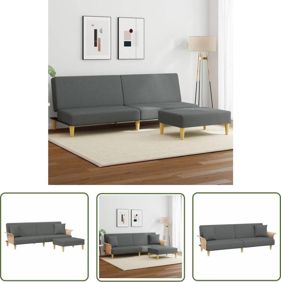 The Living Store Slaapbank Donkergrijs Fluweel 224 x 84.5 x 70 cm Verstelbare Rugleuning Slaapbank Zweetachtig Bank Lounge Bank Bruikbare Bank Grijs Meubilair