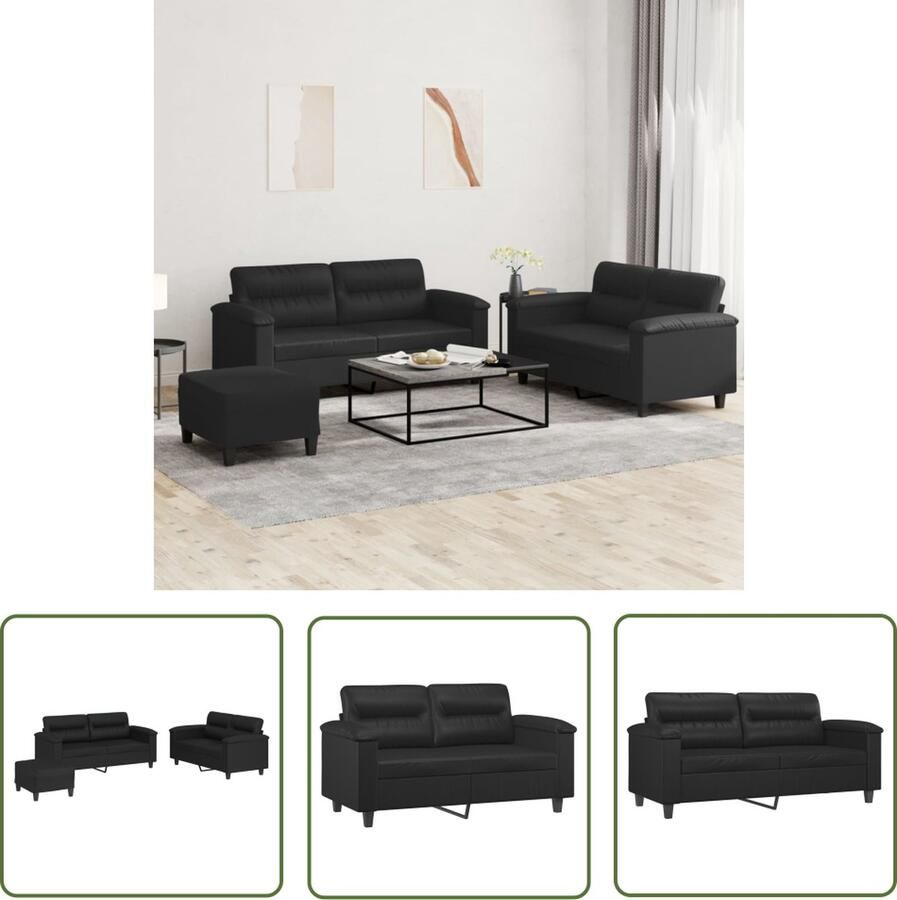 The Living Store Loungeset Bank Kunstleer Comfortabel Zwart 140 cm Duurzaam Materiaal Loungeset Zweetachtig Meubilair Zwarte Lounge Set Kunstleder Sofa Buitenlounge