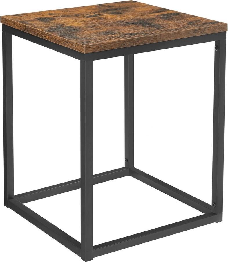 Vierkant nachtkastje frame van staal voor woonkamer Industriële stijl Rustiek bruin en zwart