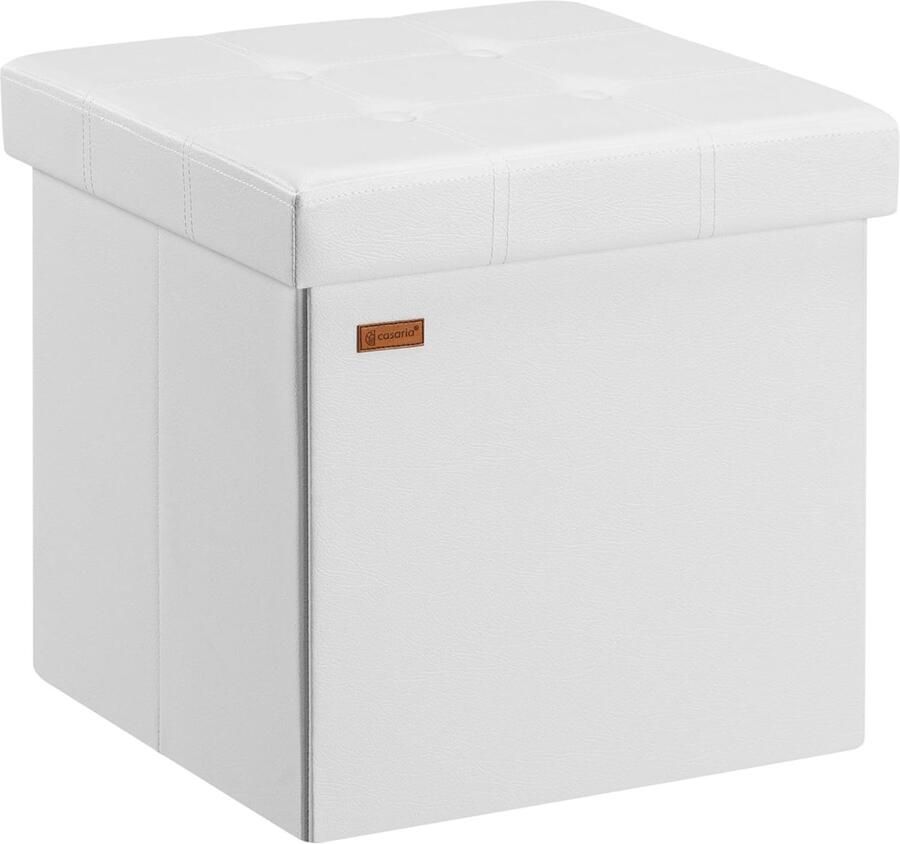 Vierkant Opbergbankje Kunstleer 40x40x40cm Inklapbaar Opbergbox Voetenbank Poef