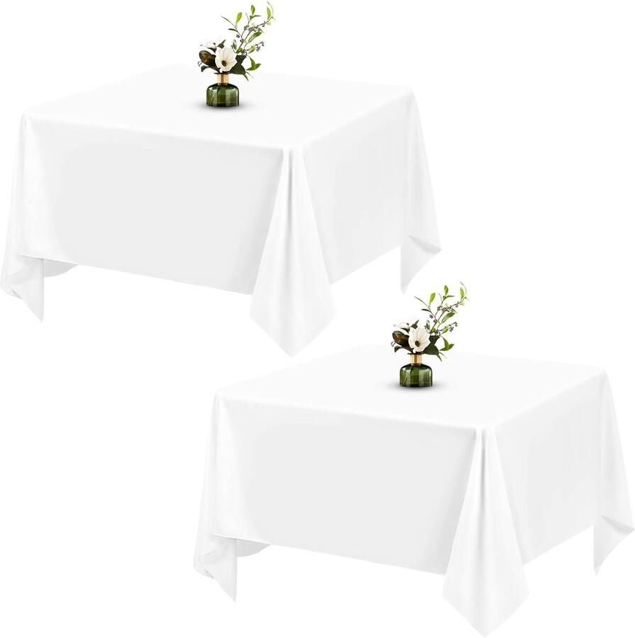 Vierkant tafelkleed 2 stuks wit 100% polyester 52 x 52 inch