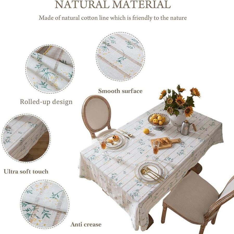 Vierkant tafelkleed waterdicht 1 stuk wit katoen