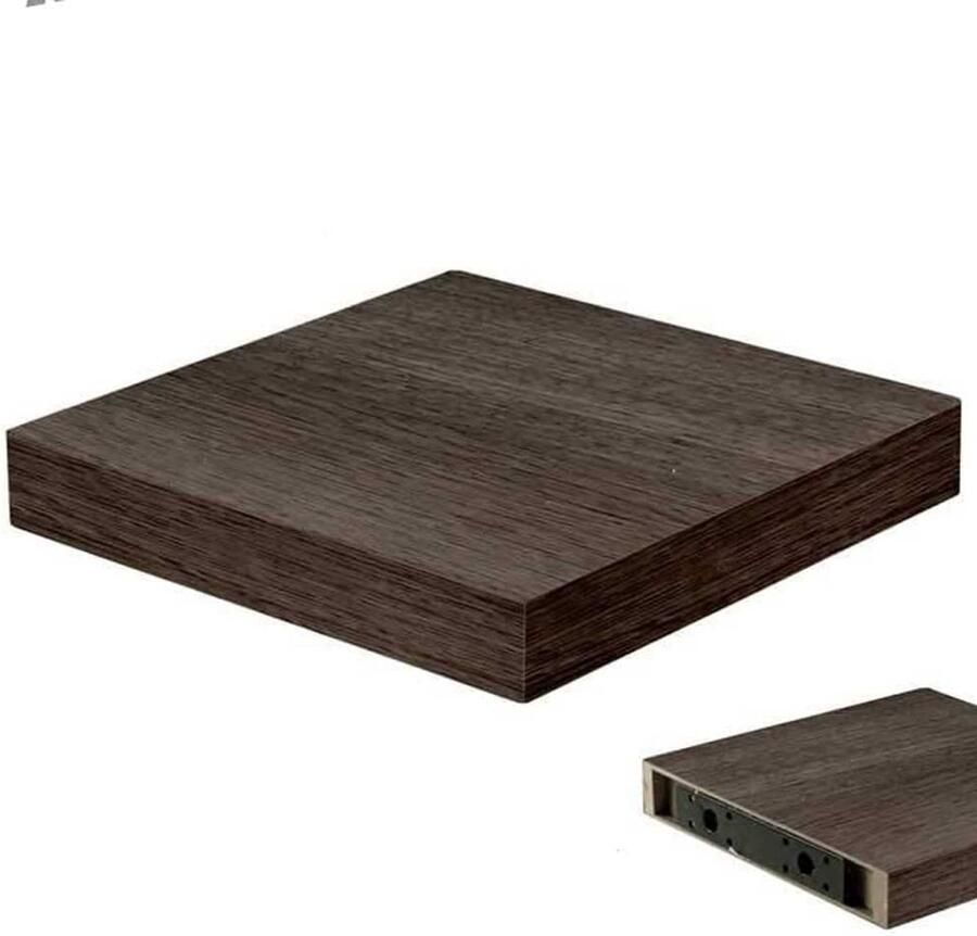 Vierkant wandrek van MDF met metalen plank 25 x 25 x 4 cm Modern design voor boeken en decoratie