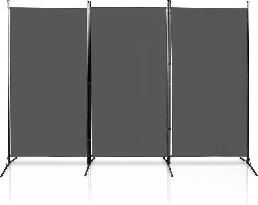 Ruimteverdeler voor Binnen Donkergrijs Kamerscherm 260 x 180 cm Scheidingswand en Inkijkbescherming