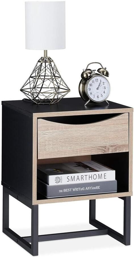 Vierkante bijzettafel rustiek design multifunctioneel 1 stuk