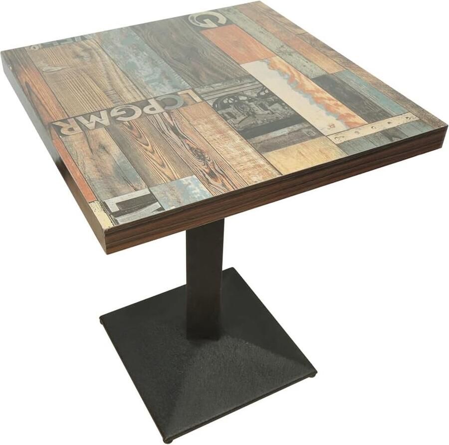 Vierkante eettafel retro industriële eettafel ijzeren poten bistrotafel voor 2-6 personen