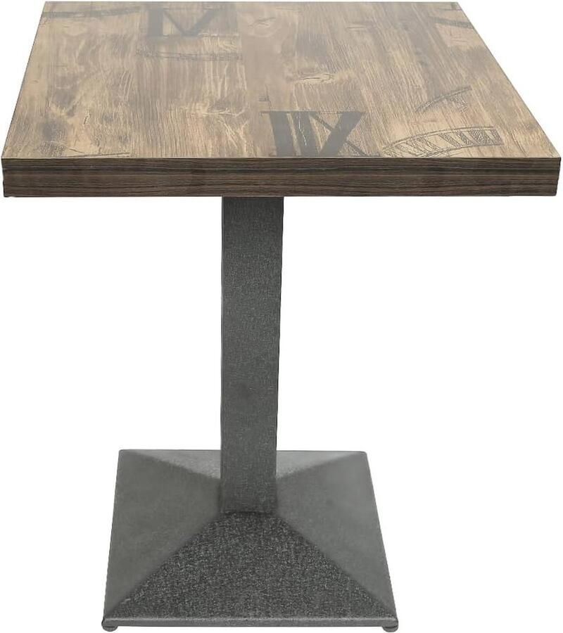Vierkante Eettafel voor 4 Personen Europese Stijl Met Houten Planken en Ijzeren Onderstel 60 x 60 cm