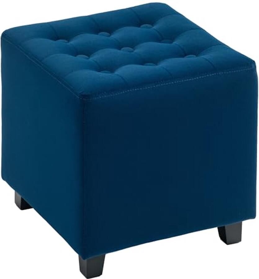 Vierkante fluwelen voetenbank Luxe voetensteun voor woonkamer en slaapkamer 35 x 35 cm Blauw