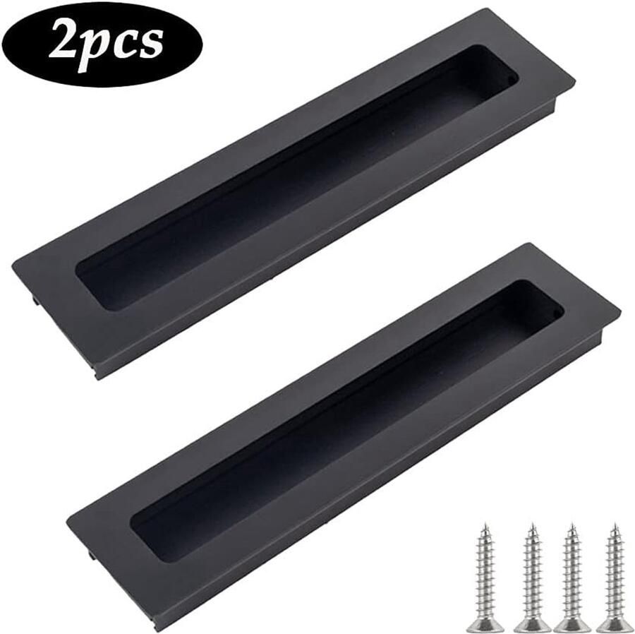 Vierkante handgrepen Meubelknop 2 stuks Voor Inbouwkasten -160 mm Gatafstand Zwart Verborgen met Schroef Van Geborstelde Zinklegering Voor Kasten Kaptafels Schuifdeuren