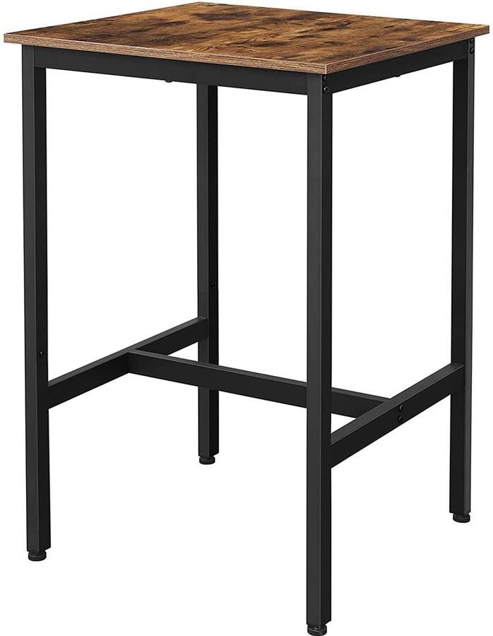Vierkante hoge bartafel 60x60x90cm Ontbijttafel Multifunctionele eettafel Mini koffiebar Stevig metalen frame Eenvoudig te monteren Modern en strak ontwerp Bruin tafelblad + zwart frame Geschikt voor keuken woonkamer studio eetkamer