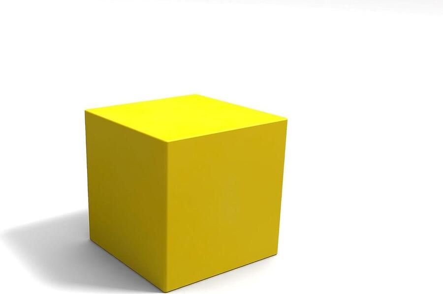 Vierkante kruk van polyethyleen 35 x 35 x 35 cm geel voor tuin en binnen made in Italië Kruk