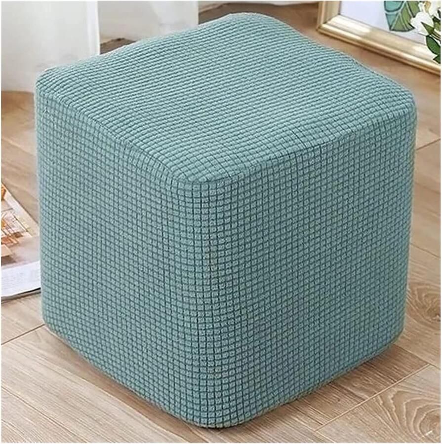 Vierkante kussenhoes voetenbankbeschermer krukkussenhoes elastische onderkant rekbaar structuurstof machinewasbaar maat: 30x30cm groen