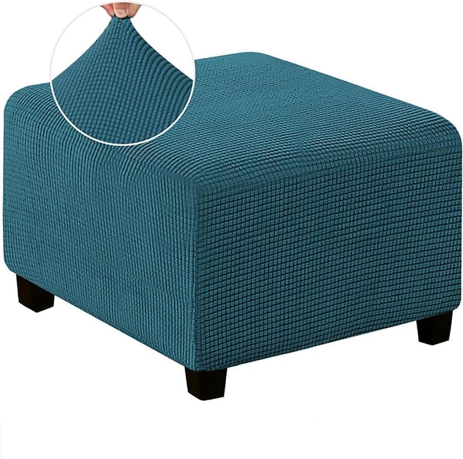 Vierkante Ottomaanse Cover Voetbank Protector 1 stuk Blauwgroen Jacquard stof