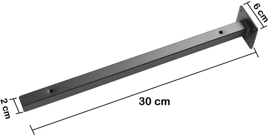 Vierkante pijp drijvende plankbeugels hoog belastbaar 4 stuks zwart ijzer
