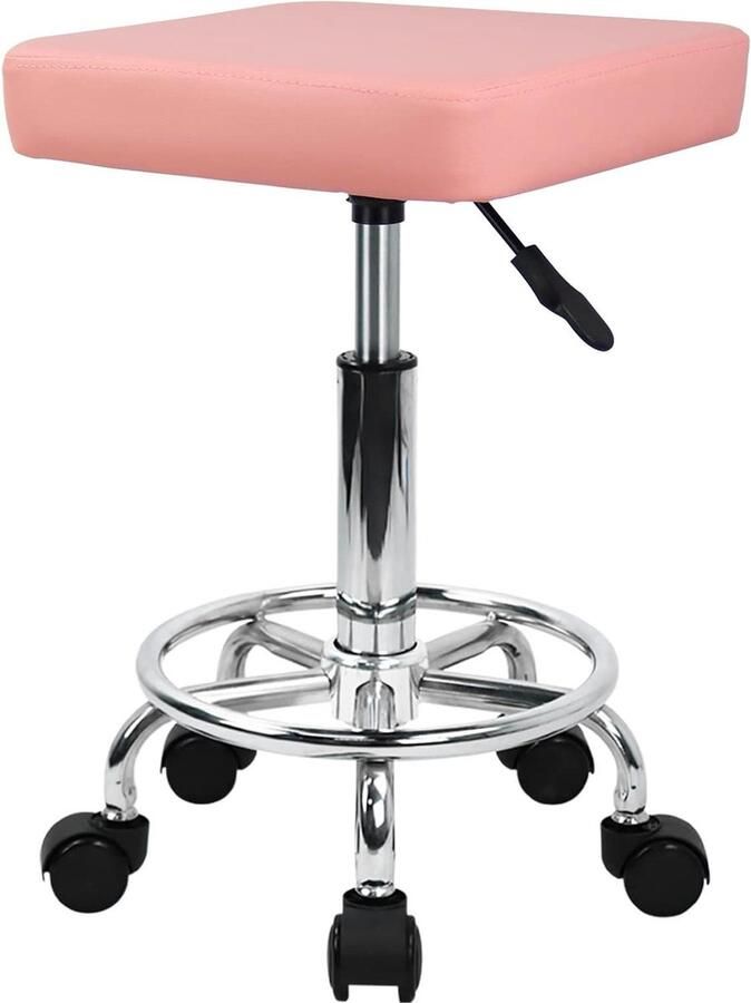 Korte Ronde Spa Kruk Make Up Kruk Hoogte Verstelbare Vanity Kruk Swivel Bank voor Slaapkamer Woonkamer Zwart Moderne Stijl Glamoureus Design - Foto 6