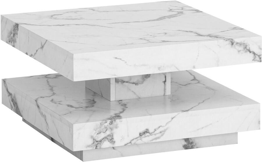 Vierkante salontafel moderne marmeren tafel witte woonkamer tafel antislip pads 60 cm x 60 cm x 34 cm