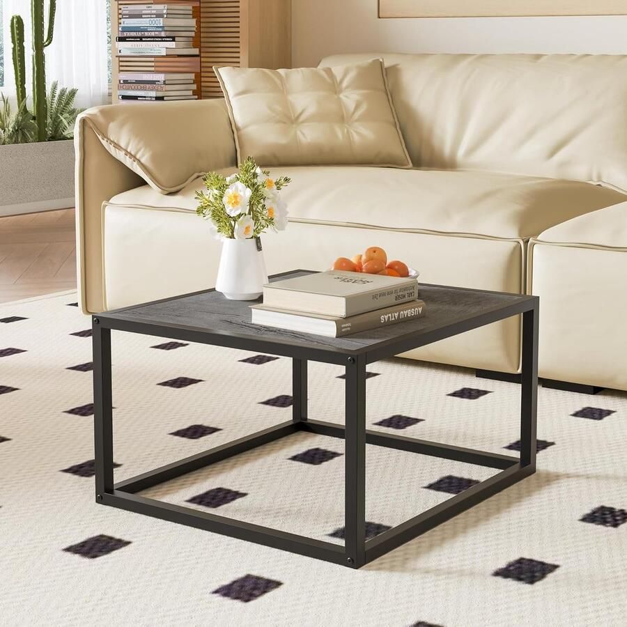 Vierkante salontafel Praktisch en veelzijdig 1 stuk MDF en staal 60 x 40 x 60 cm