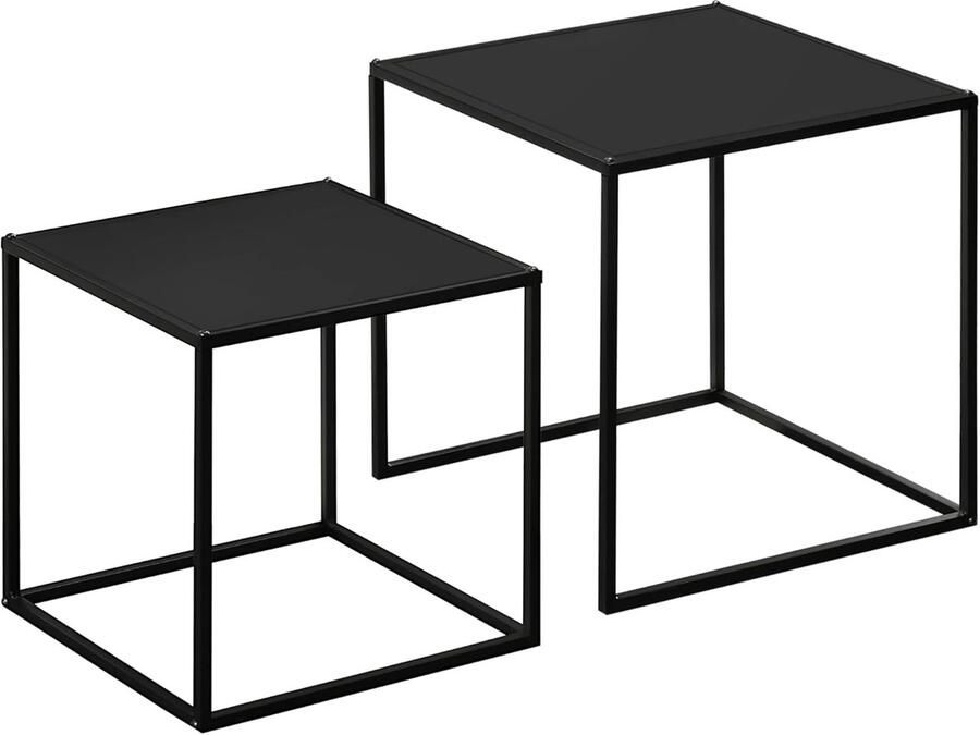 Vierkante salontafel set met stalen frame Modern design voor woonkamer