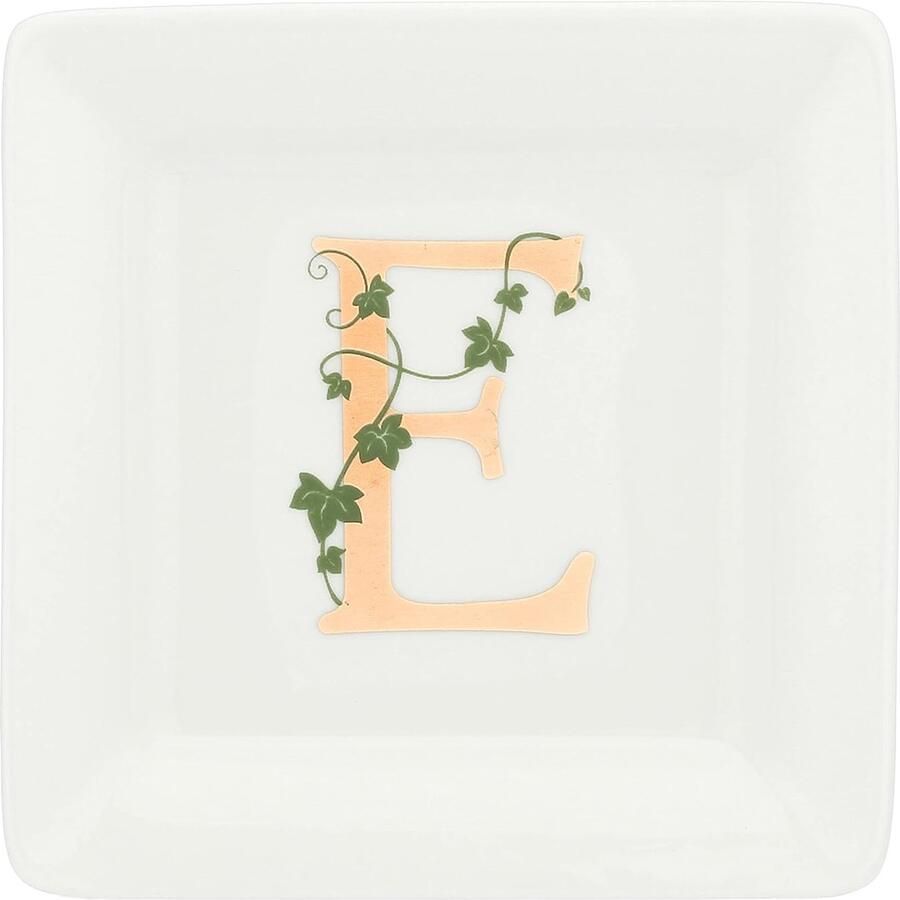 Vierkante schotel letter E Porselein 10 x 10 cm