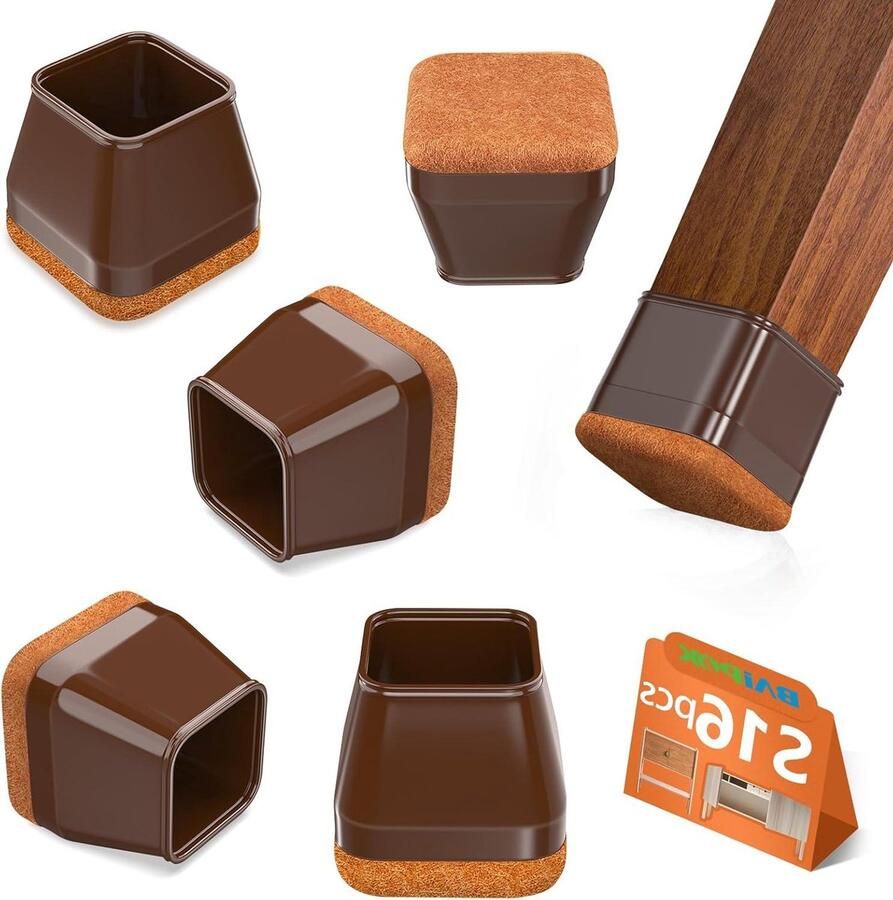 Vierkante siliconen stoelpootdoppen met vilten pads Vloerbeschermers voor stoelen Stoelpootbeschermers voor hardhouten vloeren Bescherming tegen krassen