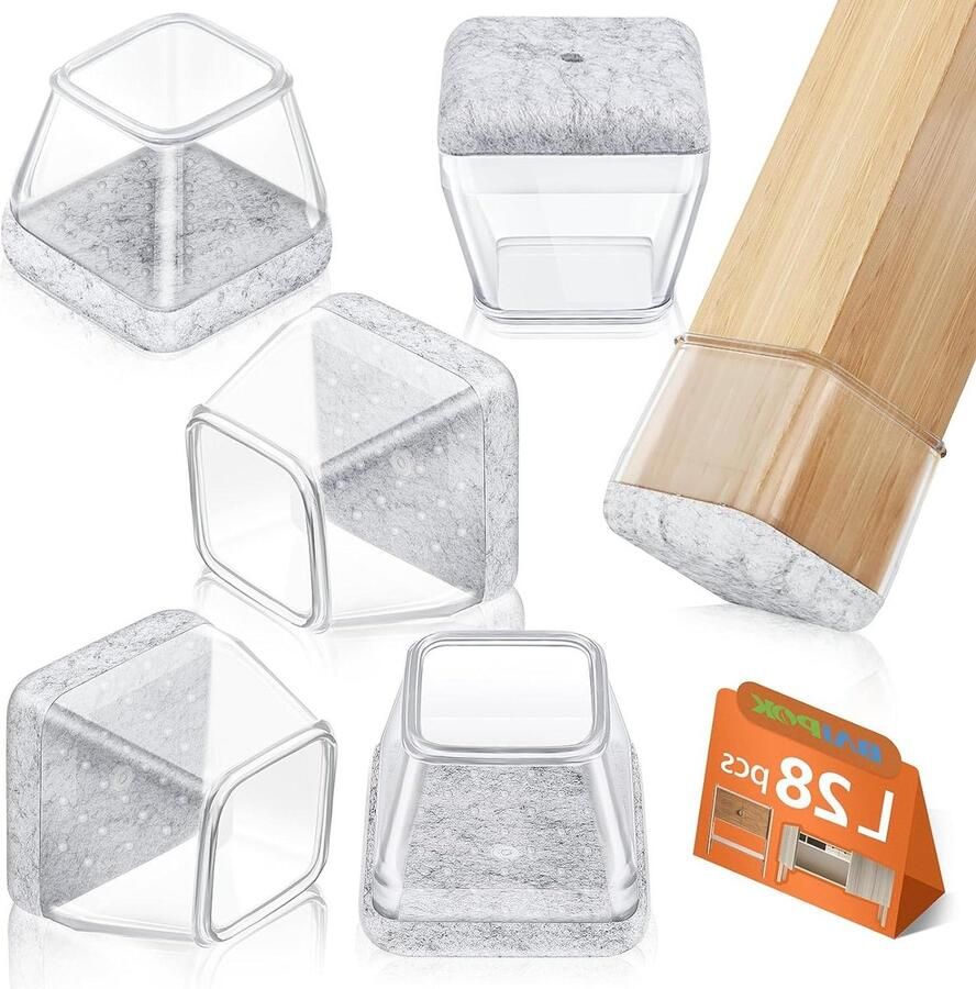 Vierkante Stoelpootbeschermers voor Hardhouten Vloeren Set van 28 Siliconen Vloerbeschermers Groot Formaat Geen Krassen Geen Geluid Vloerbeschermer