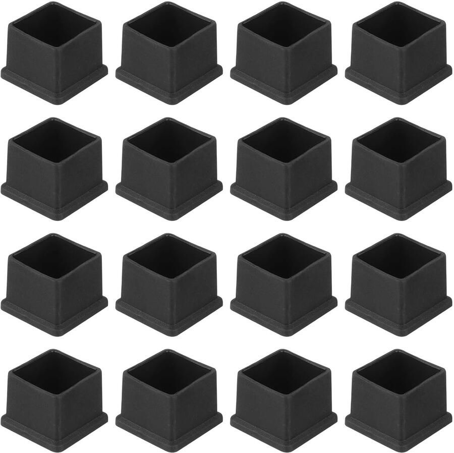 Vierkante stoelpootdoppen vloerbescherming set van 16 PVC 25 x 25 mm
