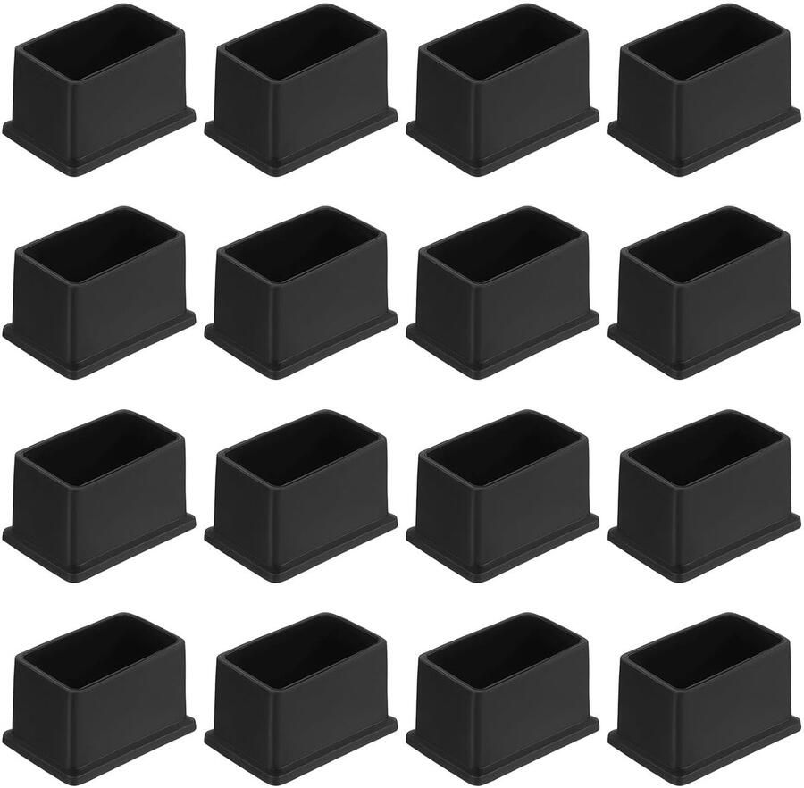 Vierkante stoelpootdoppen PVC set van 16 50 x 30 mm