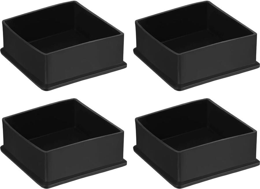 Vierkante stoelpootdoppen PVC set van 4 75 x 75 mm