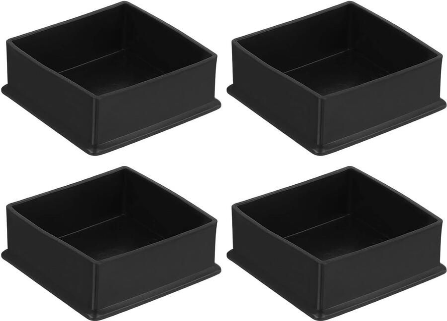 Vierkante stoelpootdoppen PVC set van 4 80 x 80 mm