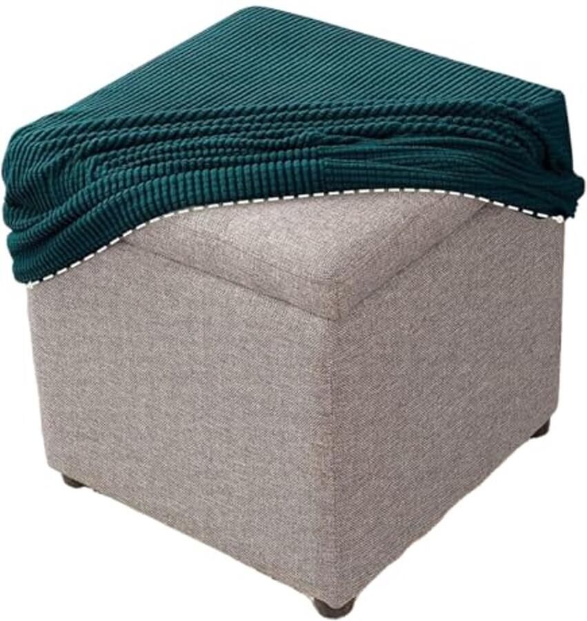 Vierkante stretch Ottomaanse hoes voor poef comfortabele stofdichte hoes machinewasbaar 33 x 33 cm