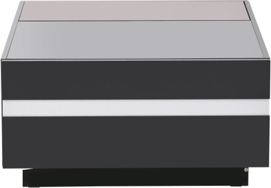 Vierkante theetafel salontafel 70x70x36 cm met LED hoogglans woonkamer tafel 2 lades gehard glas bijzettafel geometrisch design