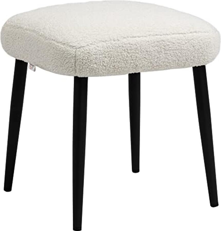 Vierkante Voetenbank met Kasjmierlook en Stalen Poten Multifunctionele Kruk voor Woonkamer en Slaapkamer