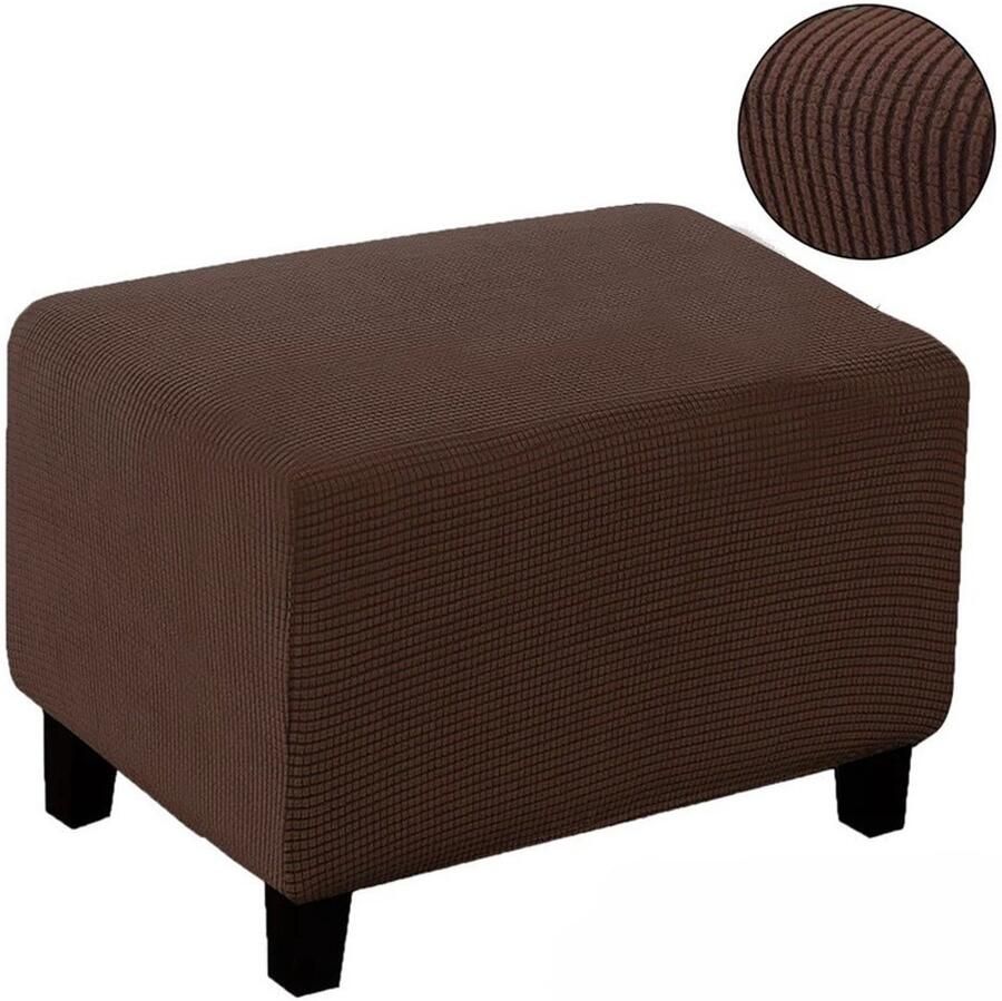 Vierkante voetenbankhoes stretch voetenbankhoes wasbaar superzachte universele poefhoes met elastische onderkant antislip voetenbank jacquard hoezen maat S: Lengte 60-75 cm Breedte 40-55 cm Hoogte 35-45 cm Donkergroen