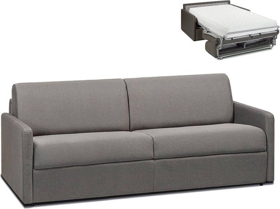 Vente-unique Vierzits express bedbank van stof CALIFE Licht grijs Slaap afmeting 160 cm matras 22 cm L 190 cm x H 99 cm x D 223 cm - Foto 5