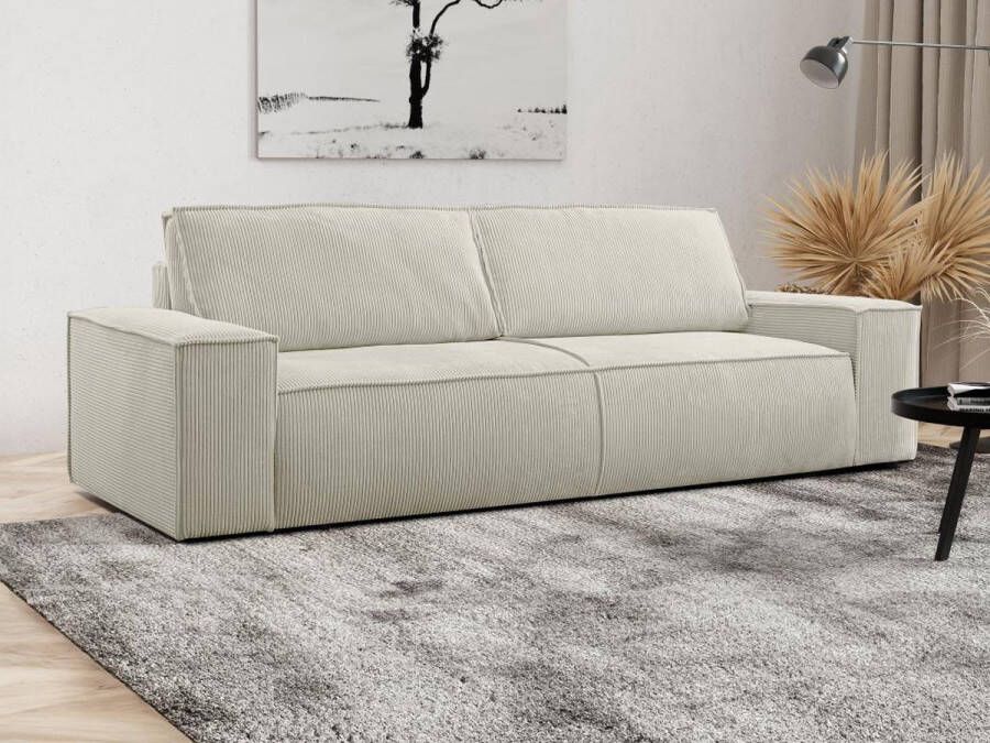 Vierzits slaapbank AMELIA van PASCAL MORABITO Ribfluweel Beige L 257 cm x H 85 cm x D 102 cm - Foto 3