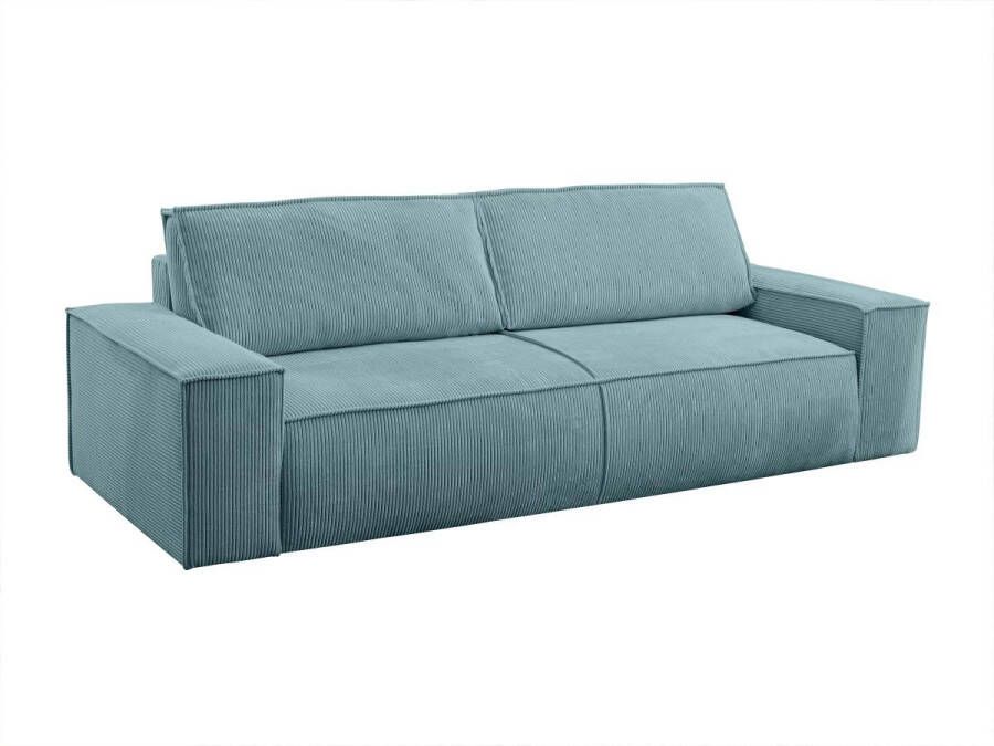 Vierzits slaapbank AMELIA van PASCAL MORABITO Ribfluweel Lichtblauw L 257 cm x H 85 cm x D 102 cm - Foto 2