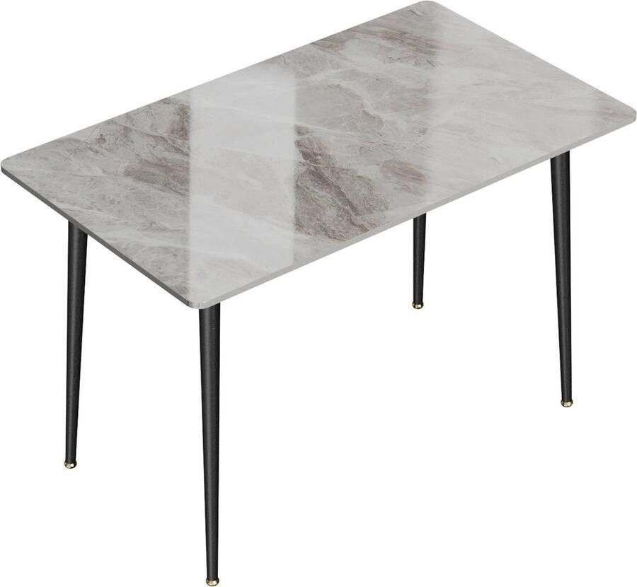 Vihes marmeren eettafel 4-6 zitplaatsen Rechthoekige eettafel Metalen frame Hoogglans Voor keukeneiland