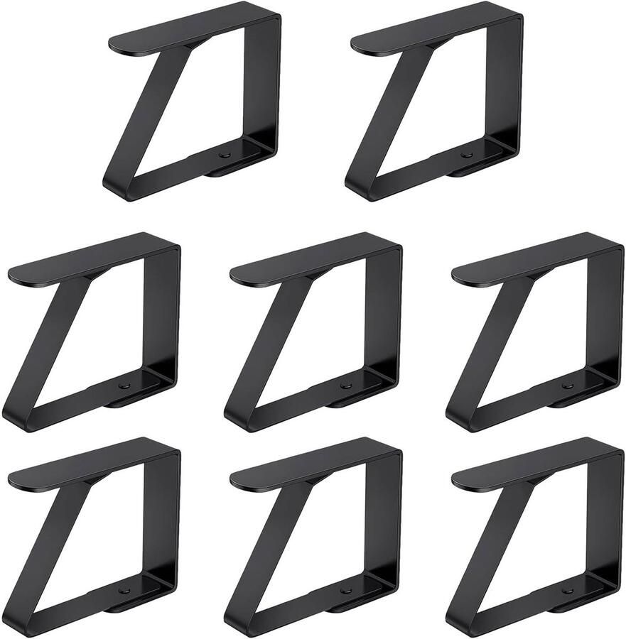 Ibenzoa Tafelkleedklemmen Set van 8 Stuks voor Binnen- en Buiten Tafels Zwart Roestvrij Staal