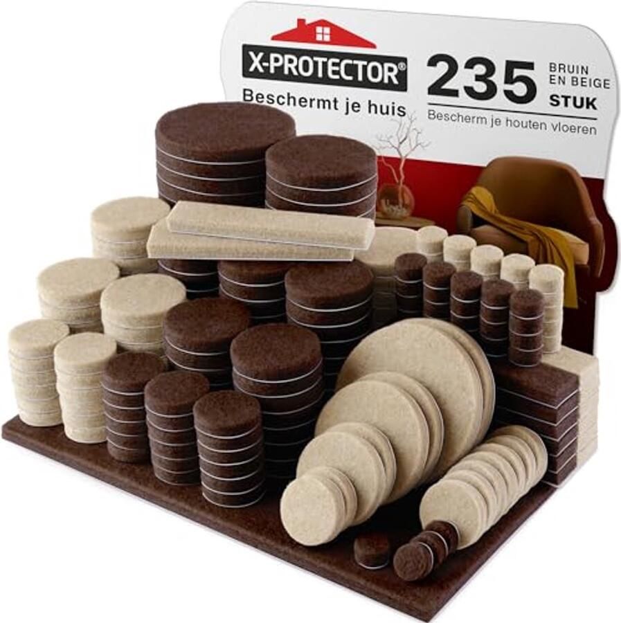 Vilt Meubelvoetjes 235 Stuks Bruin en Beige Vloerbeschermers voor Meubels