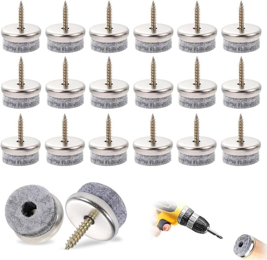 20 stuks 18 mm viltdoppen schroeven voor stoel- en meubelbescherming