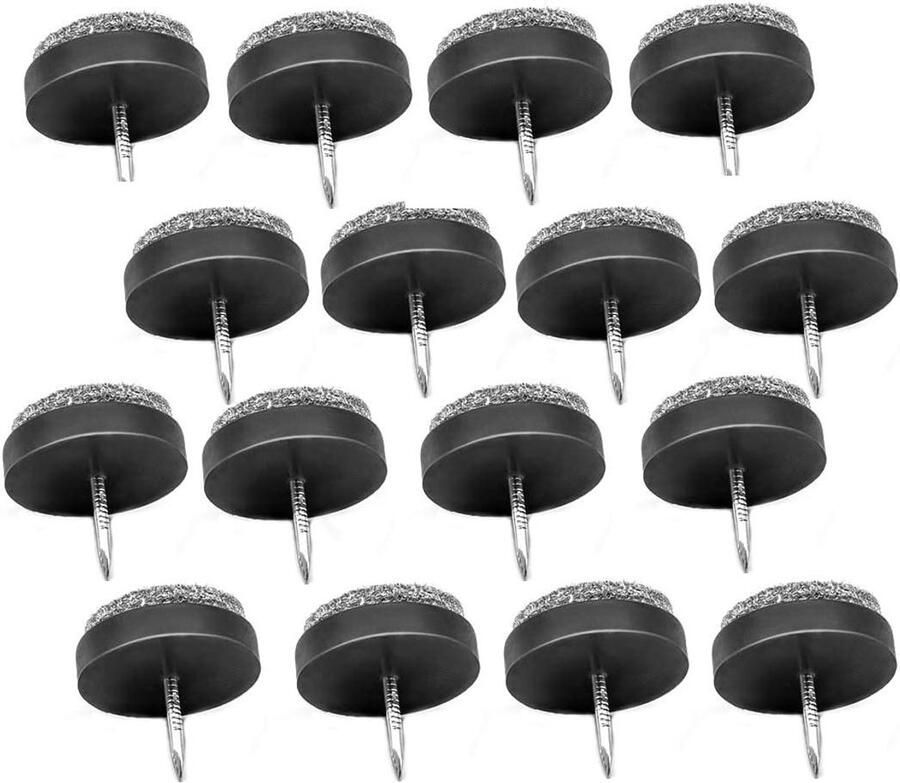 Allecto Plus Viltdoppen meubels 50 stuks ronde stoelglijders Nagels voeten antislip Beschermende glijders vloerbescherming Houten stoelen krukken poten 20 mm zwart